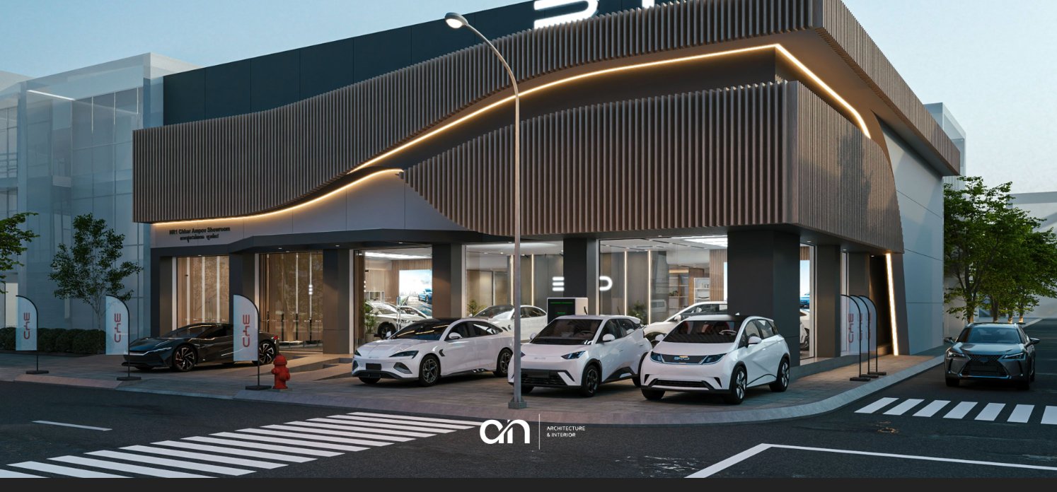 Wheelbase Austin Showroom — exterior at twilight